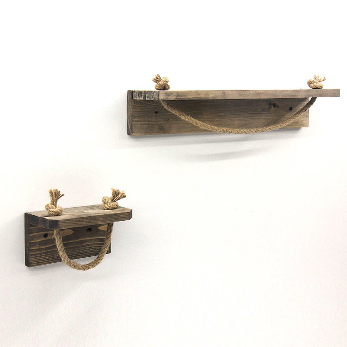 Hanah Home Estantería de Pared de Madera de Abeto en Nogal